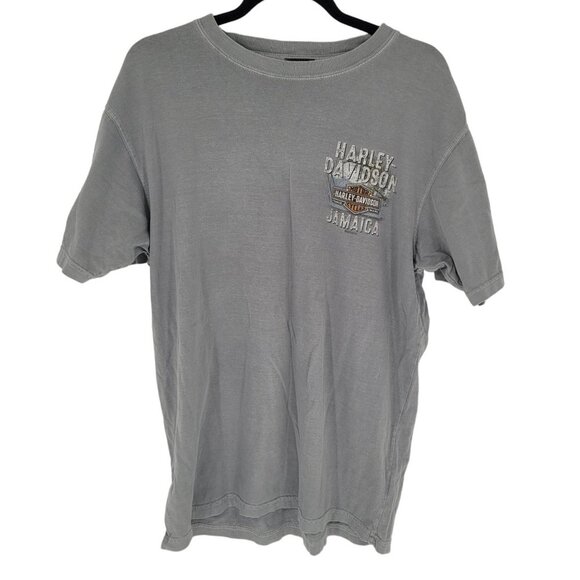 Harley Davidson mens large Gray Jamaica motorcycle short sleeve t shirt cotton